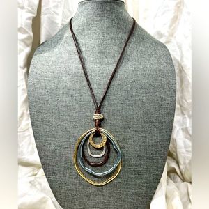 Fashion Jewelry BoHo Style Geometric Circles Plated in Gold, Silver, Blue & Brn.